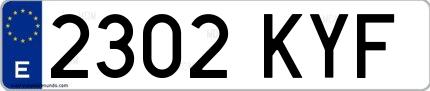 Ejemplo de matrícula española 2302 KYF