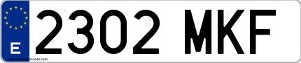 Ejemplo de matrícula española 2302 MKF