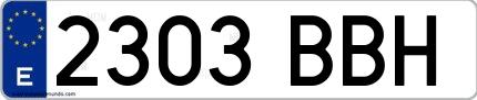 Ejemplo de matrícula española 2303 BBH