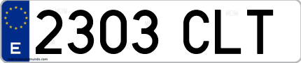 Ejemplo de matrícula de coche ordinaria 2303 CLT