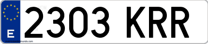 Ejemplo de matrícula de coche ordinaria 2303 KRR