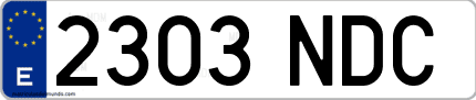 Ejemplo de matrícula de coche ordinaria 2303 NDC