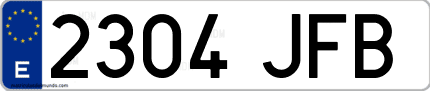 Ejemplo de matrícula de coche ordinaria 2304 JFB
