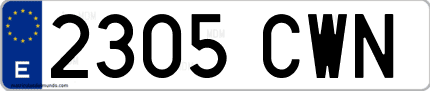 Ejemplo de matrícula de coche ordinaria 2305 CWN