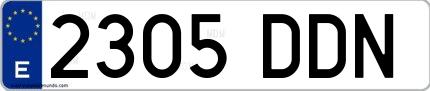 Ejemplo de matrícula española 2305 DDN