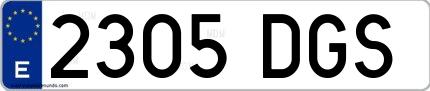 Ejemplo de matrícula española 2305 DGS