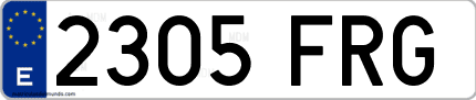 Ejemplo de matrícula de coche ordinaria 2305 FRG