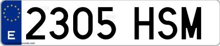 Ejemplo de matrícula española 2305 HSM