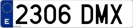 Ejemplo de matrícula de coche ordinaria 2306 DMX