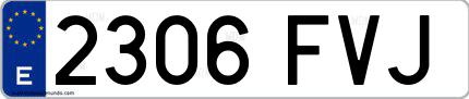 Ejemplo de matrícula española 2306 FVJ