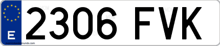 Ejemplo de matrícula de coche ordinaria 2306 FVK