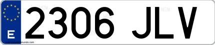 Ejemplo de matrícula española 2306 JLV