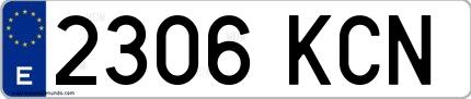 Ejemplo de matrícula española 2306 KCN
