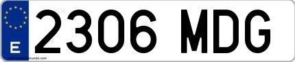 Ejemplo de matrícula española 2306 MDG