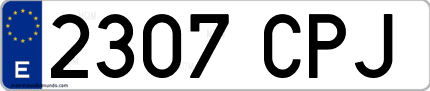 Ejemplo de matrícula de coche ordinaria 2307 CPJ