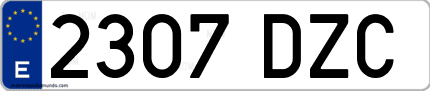 Ejemplo de matrícula de coche ordinaria 2307 DZC