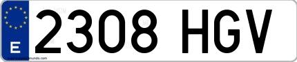 Ejemplo de matrícula española 2308 HGV
