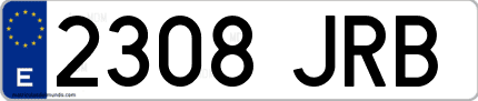 Ejemplo de matrícula de coche ordinaria 2308 JRB