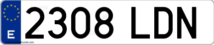 Ejemplo de matrícula de coche ordinaria 2308 LDN