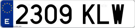 Ejemplo de matrícula española 2309 KLW