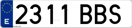 Ejemplo de matrícula de coche ordinaria 2311 BBS