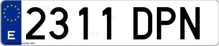 Ejemplo de matrícula de coche ordinaria 2311 DPN