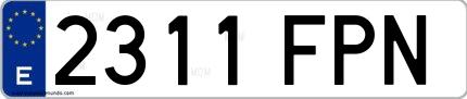 Ejemplo de matrícula española 2311 FPN