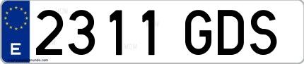Ejemplo de matrícula española 2311 GDS