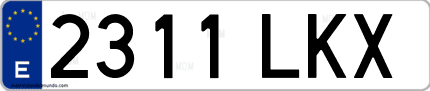 Ejemplo de matrícula de coche ordinaria 2311 LKX