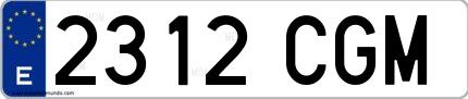 Ejemplo de matrícula española 2312 CGM