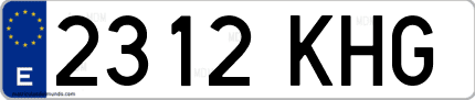 Ejemplo de matrícula de coche ordinaria 2312 KHG