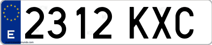 Ejemplo de matrícula de coche ordinaria 2312 KXC