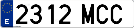 Ejemplo de matrícula de coche ordinaria 2312 MCC