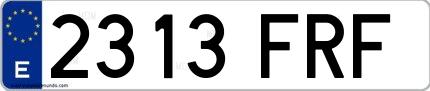 Ejemplo de matrícula española 2313 FRF
