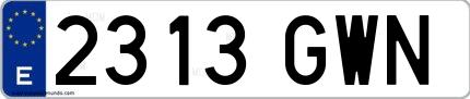 Ejemplo de matrícula española 2313 GWN