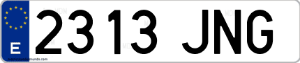 Ejemplo de matrícula de coche ordinaria 2313 JNG