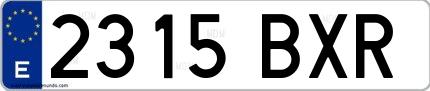 Ejemplo de matrícula española 2315 BXR