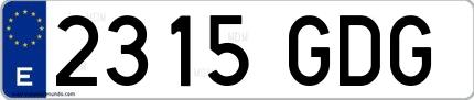 Ejemplo de matrícula española 2315 GDG