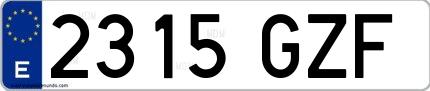 Ejemplo de matrícula española 2315 GZF