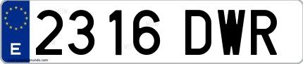 Ejemplo de matrícula española 2316 DWR