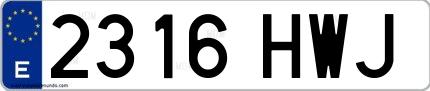 Ejemplo de matrícula española 2316 HWJ