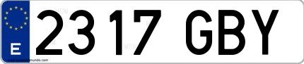Ejemplo de matrícula española 2317 GBY