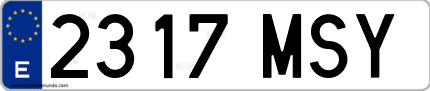 Ejemplo de matrícula de coche ordinaria 2317 MSY