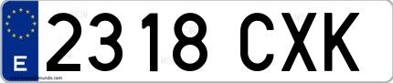 Ejemplo de matrícula española 2318 CXK