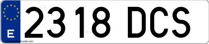 Ejemplo de matrícula española 2318 DCS