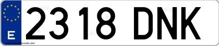 Ejemplo de matrícula española 2318 DNK