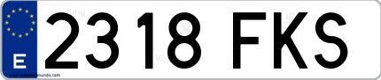 Ejemplo de matrícula de coche ordinaria 2318 FKS