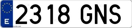 Ejemplo de matrícula española 2318 GNS