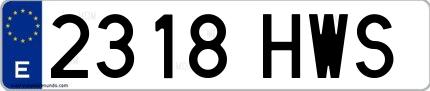 Ejemplo de matrícula española 2318 HWS