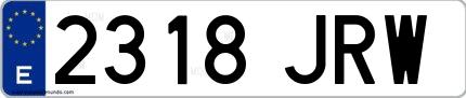 Ejemplo de matrícula española 2318 JRW